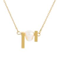 Titan stål halsband, med Plast Pearl, med 1.96 inch extender kedja, guldfärg pläterade, olika stilar för val & för kvinna, 13x13mm, Längd Ca 16.53 inch, Säljs av PC