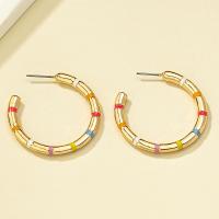Tibetan Style Stud Earring, gold color plated, fashion jewelry & for woman & enamel, nickel, lead & cadmium free, 32x32mm, Sold By Pair