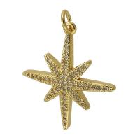 Cubic Zirconia Micro Pave Brass Pendant, gold color plated, fashion jewelry & DIY & micro pave cubic zirconia, golden, 23x25x3mm, Hole:Approx 3mm, Sold By PC