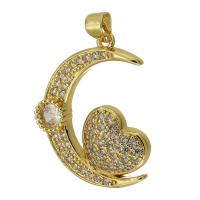 Cubic Zirconia Micro Pave Brass Pendant, gold color plated, fashion jewelry & DIY & micro pave cubic zirconia, golden, 25x28x4mm, Hole:Approx 3mm, Sold By PC