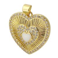 Cubic Zirconia Micro Pave Brass Pendant, Heart, gold color plated, fashion jewelry & DIY & micro pave cubic zirconia & enamel, golden, 21x21x4.50mm, Hole:Approx 3mm, Sold By PC