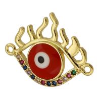 Connecteur Evil Eye, laiton, Mauvais œil, Placage de couleur d'or, bijoux de mode & DIY & pavé de micro zircon & émail, multicolore, 262x20x4mm, Trou:Environ 1mm, Vendu par PC