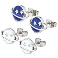 Stainless Steel Stud Earrings, 304 Stainless Steel, for woman & enamel, more colors for choice, 12x8.50x13mm, 6Pairs/Bag, Sold By Bag