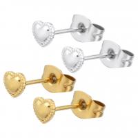 Stainless Steel Stud Earrings 304 Stainless Steel Heart Vacuum Ion Plating for woman Sold By Bag