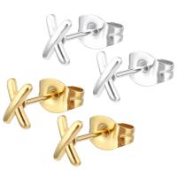 Stainless Steel Stud Earrings 304 Stainless Steel Letter X Vacuum Ion Plating for woman Sold By Bag