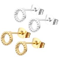 Stainless Steel Stud Earrings 304 Stainless Steel Donut Vacuum Ion Plating for woman Sold By Bag