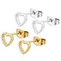 Stainless Steel Stud Earrings 304 Stainless Steel Heart Vacuum Ion Plating for woman & hollow Sold By Bag