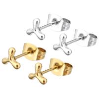 Stainless Steel Stud Earrings, 304 Stainless Steel, Vacuum Ion Plating, for woman, more colors for choice, 6x5x12mm, 6Pairs/Bag, Sold By Bag