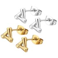 Stainless Steel Stud Earrings 304 Stainless Steel Triangle Vacuum Ion Plating for woman & hollow Sold By Bag