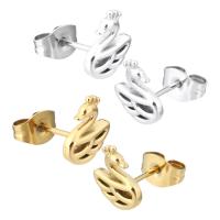 Stainless Steel Stud Earrings 304 Stainless Steel Swan Vacuum Ion Plating for woman & hollow Sold By Bag