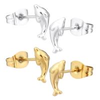 Stainless Steel Stud Earrings 304 Stainless Steel Dolphin Vacuum Ion Plating for woman Sold By Bag