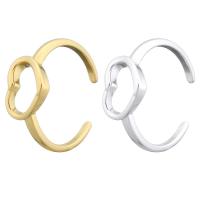 Vinger Ring in edelstaal, 304 roestvrij staal, Hart, mode sieraden & uniseks & hol, meer kleuren voor de keuze, 12x10mm, Maat:8, 5pC's/Bag, Verkocht door Bag