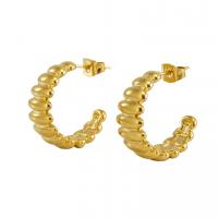 Titanium Steel  Earring 18K gold plated fashion jewelry & for woman golden 21mm Sold By Pair