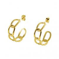 Titanium Steel  Earring, 18K gold plated, fashion jewelry & for woman, golden, 9x25mm, Sold By Pair