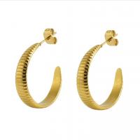 Boucle d'oreille Acier Titane, Plaqué or 18K, bijoux de mode & pour femme, doré, 24x6mm, Vendu par paire