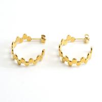 Titanium Steel  Earring, 18K gold plated, fashion jewelry & for woman, golden, 24x9mm, Sold By Pair