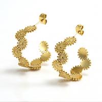 Boucle d'oreille Acier Titane, Plaqué or 18K, bijoux de mode & pour femme, doré, 24x10mm, Vendu par paire