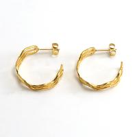 Boucle d'oreille Acier Titane, Plaqué or 18K, bijoux de mode & pour femme, doré, 24x6mm, Vendu par paire