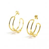 Boucle d'oreille Acier Titane, Plaqué or 18K, bijoux de mode & pour femme, doré, 24x8mm, Vendu par paire