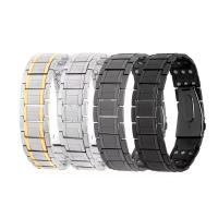 Titanium stål armbånd, forgyldt, mode smykker & for mennesket, flere farver til valg, Længde Ca. 8.66 inch, Solgt af PC