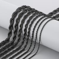 Titanium stål halskæde, forgyldt, Fransk reb kæde & forskellige længde for valg & forskellig størrelse for valg & for mennesket, sort, Solgt af PC