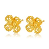 Tibetan Style Stud Earring, Flower, gold color plated, fashion jewelry & for woman, golden, nickel, lead & cadmium free, 10x10mm, Sold By Pair