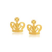 Tibetan Style Stud Earring, Crown, gold color plated, fashion jewelry & for woman & hollow, golden, nickel, lead & cadmium free, 11x11mm, Sold By Pair