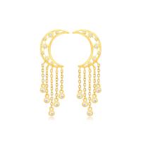 Zinc Alloy Drop Earrings Moon gold color plated fashion jewelry & for woman & with rhinestone golden nickel lead & cadmium free Sold By Pair