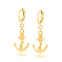 Zinc Alloy Drop Earrings Anchor gold color plated fashion jewelry & for woman golden nickel lead & cadmium free Sold By Pair