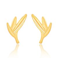 Tibetan Style Stud Earring, Leaf, gold color plated, fashion jewelry & for woman, golden, nickel, lead & cadmium free, 11x14mm, Sold By Pair