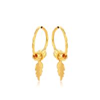 Tibetan Style Drop Earrings, Leaf, gold color plated, fashion jewelry & for woman, golden, nickel, lead & cadmium free, 16x28mm, Sold By Pair