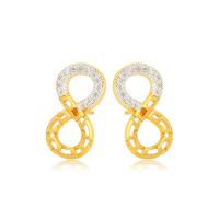 Zinc Alloy Stud Earring Number 8 gold color plated fashion jewelry & for woman & with rhinestone golden nickel lead & cadmium free Sold By Pair