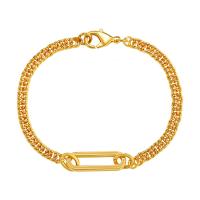 Pulseira de liga de zinco, cromado de cor dourada, joias de moda & para mulher, dourado, níquel, chumbo e cádmio livre, 8mm, comprimento Aprox 19 cm, vendido por par