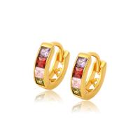 Tibetan Style Drop Earrings, Donut, gold color plated, fashion jewelry & for woman & with rhinestone, multi-colored, nickel, lead & cadmium free, 3x10mm, Sold By Pair