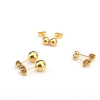 Titanium Steel  Earring, Round, real gold plated, different size for choice & for woman, Sold By Pair