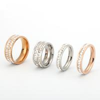 Titantium Steel δάχτυλο του δακτυλίου, Titanium Steel, διαφορετικό μέγεθος για την επιλογή & για τη γυναίκα & με στρας, περισσότερα χρώματα για την επιλογή, Μέγεθος:4-10, Sold Με PC