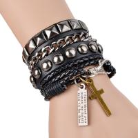 Wrap Bracelet PU Leather with Zinc Alloy multilayer & with rivet stud & punk style & Unisex Length Approx 20 cm Sold By PC