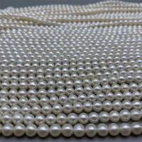 Runde ferskvandskulturperle Beads, Ferskvandsperle, du kan DIY, hvid, 5-6mm, Solgt Per Ca. 15 inch Strand