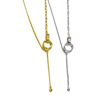 Messing Halskette, mit Verlängerungskettchen von 6.5cm, Kreisring, plattiert, für Frau, keine, frei von Nickel, Blei & Kadmium, 75mm, Länge ca. 41.5 cm, verkauft von PC