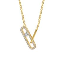 Cubic Zircon Micro Pave Brass Necklace, plated, micro pave cubic zirconia & for woman, more colors for choice, nickel, lead & cadmium free, Length:45-50 cm, Sold By PC