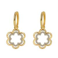 Cubic Zirconia Micro Pave Brass Earring Flower plated micro pave cubic zirconia & for woman & hollow nickel lead & cadmium free Sold By Pair