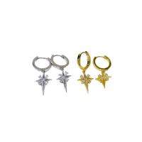 Brass Drop Earring, with Cubic Zirconia, plated, for woman, more colors for choice, nickel, lead & cadmium free, 18x38mm, Sold By Pair