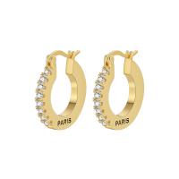 Cubic Zirconia Micro Pave Brass Earring Donut plated micro pave cubic zirconia & for woman nickel lead & cadmium free 20mm Sold By Pair