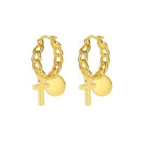 Brass Drop Earring Cross plated for woman nickel lead & cadmium free Sold By Pair