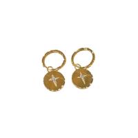 Cubic Zirconia Micro Pave Brass Earring, Flat Round, gold color plated, micro pave cubic zirconia & for woman, golden, nickel, lead & cadmium free, 14mm, Sold By Pair