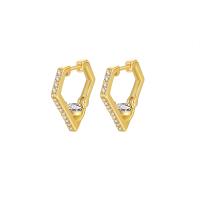 Cubic Zirconia Micro Pave Brass Earring, Diamond Shape, plated, micro pave cubic zirconia & for woman, more colors for choice, nickel, lead & cadmium free, 7x19mm, Sold By Pair