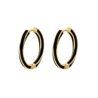 Brass Huggie Hoop Earring, Donut, plated, for woman & enamel, more colors for choice, nickel, lead & cadmium free, 22x20mm, Sold By Pair