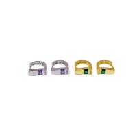 Messing Huggie Hoop Earring, met Cubic Zirconia, plated, voor vrouw, meer kleuren voor de keuze, nikkel, lood en cadmium vrij, 17x19mm, Verkocht door pair