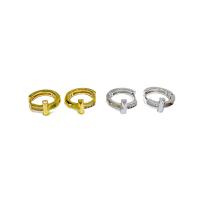 Cubic Zirconia Micro Pave Brass Earring, plated, micro pave cubic zirconia & for woman, more colors for choice, nickel, lead & cadmium free, 15mm, Sold By Pair
