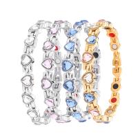 Titanium Steel Bracelet & Bangle, plated, fashion jewelry & Unisex & micro pave cubic zirconia, more colors for choice, Length:Approx 8.27 Inch, Sold By PC